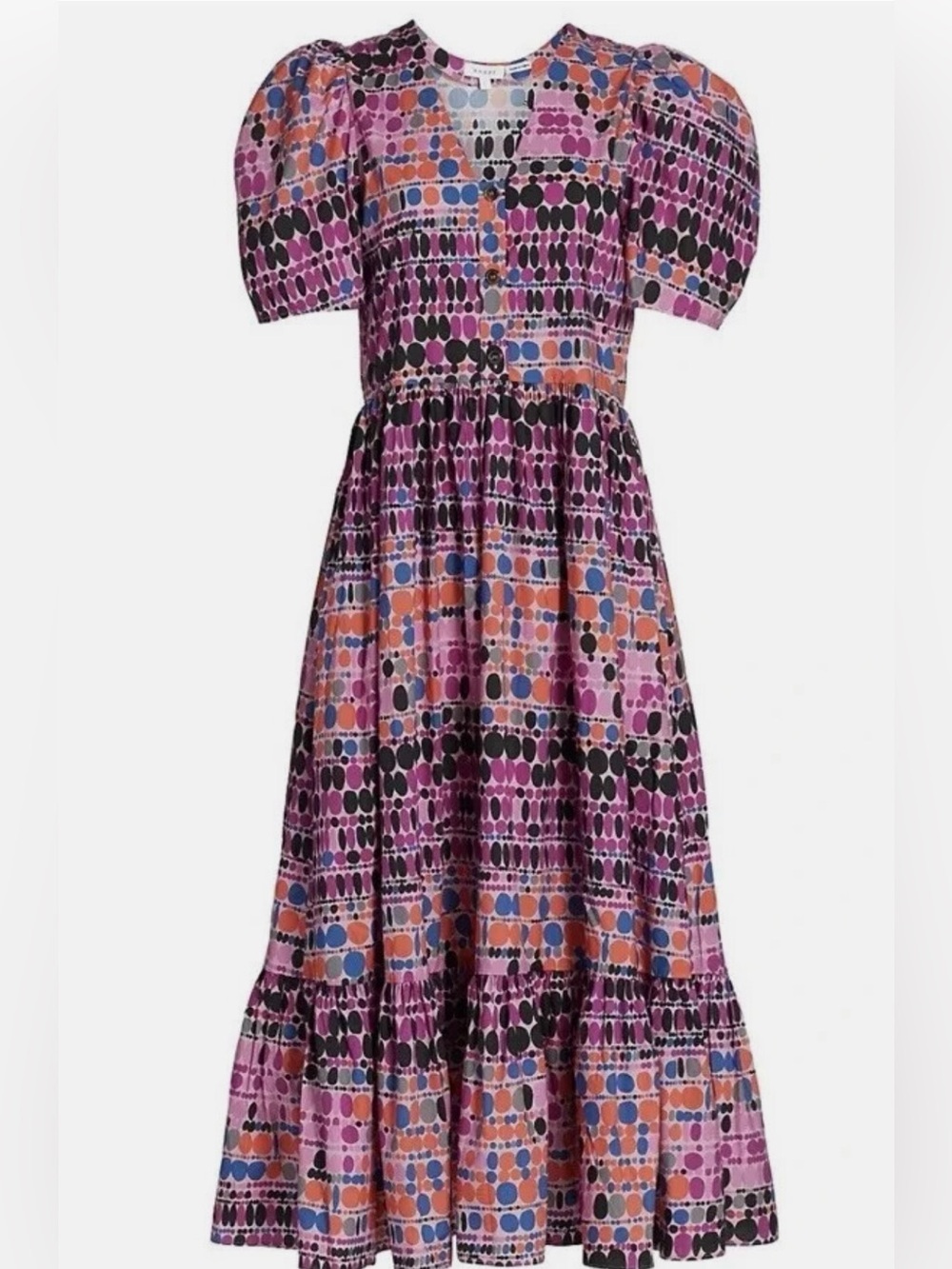RHODE Nisha dot print muffin sleeve midi dress
